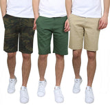 3-Pack: Men's 5-Pocket Flat-Front Slim-Fit Stretch Chino Shorts