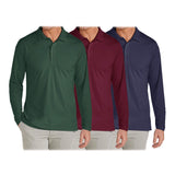 3-Pack: Men's Long Sleeve Pique Polo Shirts