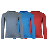 3-Pack: Men's Moisture Wicking Long Sleeve Performance Tagless Tee
