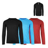 3-Pack: Men's Moisture Wicking Long Sleeve Performance Tagless Tee