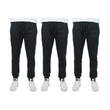 3-Pack: Men's Slim Fitting French Terry Jogger Lounge Pants with Zipper Pockets