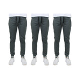3-Pack: Men's Slim Fitting French Terry Jogger Lounge Pants with Zipper Pockets