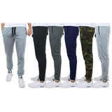 3-Pack: Men's Slim Fitting French Terry Jogger Lounge Pants with Zipper Pockets