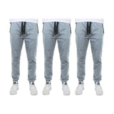 3-Pack: Men's Slim Fitting French Terry Jogger Lounge Pants with Zipper Pockets