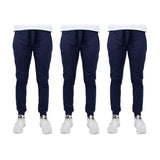 3-Pack: Men's Slim Fitting French Terry Jogger Lounge Pants with Zipper Pockets