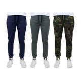 3-Pack: Men's Slim Fitting French Terry Jogger Lounge Pants with Zipper Pockets