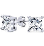 3-Pack: Sterling Silver Princess Cut Studs