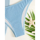 3-Pack: Textured Ring Linked Halter Bikini Swimsuit & Beach Skirt