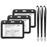 3-Pack: Waterproof Hard Case CDC Vaccination Card Holder With Lanyards