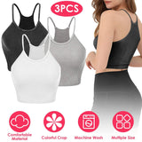 3-Pack: Women Crop Basic Tank Top Ribbed Knit Sleeveless