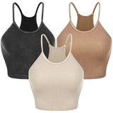 3-Pack: Women Crop Basic Tank Top Ribbed Knit Sleeveless