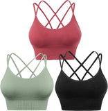 3-Pack: Women's Padded Spaghetti Strap Crisscross Bra