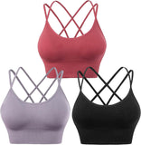 3-Pack: Women's Padded Spaghetti Strap Crisscross Bra