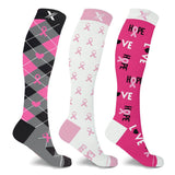 3-Pair: Breast Cancer Awareness Knee High Compression Socks