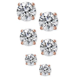 3-Pair Set: Sterling Silver Crystal Stud Earrings