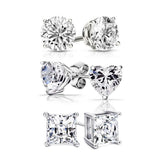 3-Pair Set: Sterling Silver Swarovski Elements Crystal Studs