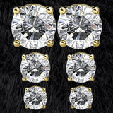 3-Pairs: Elements of Love Crystal Stud Earrings