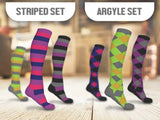 3-Pairs: Patterned Compression Socks - Assorted Styles and Sizes