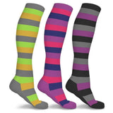 3-Pairs: Patterned Compression Socks - Assorted Styles and Sizes
