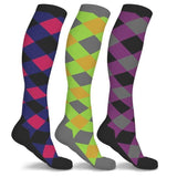 3-Pairs: Patterned Compression Socks - Assorted Styles and Sizes