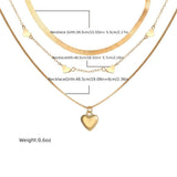 3 Pcs Heart Shape Charm Chain Necklace Stackable Three Layers Necklace Adjustable Neck Link Chain Jewelry