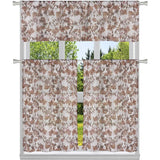 3-Piece: Chic Floral Pattern Semi-Sheer Kitchen Curtain Tier and Valance Set
