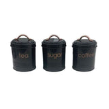 3-Piece: Metal and Copper Coffee Tea Sugar Canister Set
