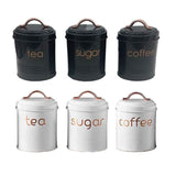 3-Piece: Metal and Copper Coffee Tea Sugar Canister Set