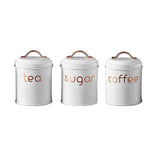 3-Piece: Metal and Copper Coffee Tea Sugar Canister Set