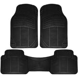 3-Piece: OxGord Car Floor Mats Ridged Rubber Full Set Universal Fit
