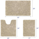 3-Piece Set: Bathroom Rugs Set Ultra Soft Non Slip and Absorbent Chenille