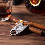 3-Piece Set: Cigar-Holding Whiskey Glasses with Cigar Cutter