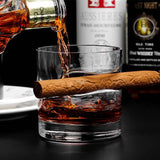 3-Piece Set: Cigar-Holding Whiskey Glasses with Cigar Cutter