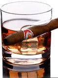 3-Piece Set: Cigar-Holding Whiskey Glasses with Cigar Cutter