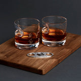 3-Piece Set: Cigar-Holding Whiskey Glasses with Cigar Cutter