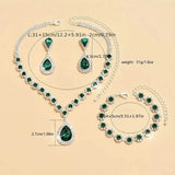 3-Piece Set: Elegant Bridal Jewelry Set - Rhinestone-Encrusted Earrings, Necklace & Bracelet Combo