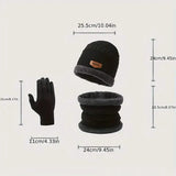 3-Piece Set: Infinity Scarf Autumn Winter, Thickened Warm Knit Beanie and Touchscreen Gloves Neck Gaiter