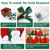 3-Piece Set: Lighted Gift Boxes Christmas Decoration IP44 with 3 Bows Timer 60 LED