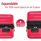 3-Piece Set: Lightweight Hard Luggage with Swivel Wheels and TSA Lock