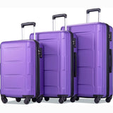 3-Piece Set: Lightweight Hard Luggage with Swivel Wheels and TSA Lock