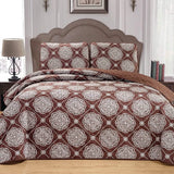 3-Piece Set: Medallion Reversible Oversized Bedspread Coverlet Quilt Bed Cover