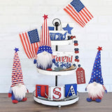 3-Piece Set: Patriotic Gnome Plush Standing Statues