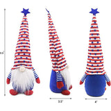 3-Piece Set: Patriotic Gnome Plush Standing Statues