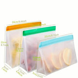 3-Piece Set: Reusable Silicone Food Storage Bag, Leak Proof And Reusable Freezer Bag - Small, Medium and Large