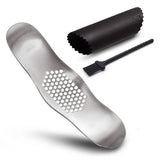 3-Piece Set: Stainless Steel Garlic Crusher Press and Peeler with Cleaning Brush