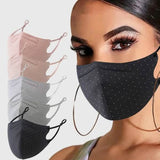 3-Piece: Solid Color Polka Dot Print Adjustable Face Mask