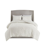 3 Piece Tufted Cotton Chenille Floral Comforter Set