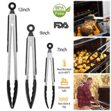 3-Pieces: Kitchen Tongs Stainless Steel with Silicon