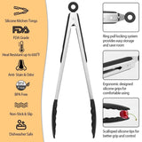 3-Pieces: Kitchen Tongs Stainless Steel with Silicon