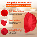 3-Pieces: Reusable Foldable Air Fryer Silicone Pot for 4+ Quart Air Fryer Oven